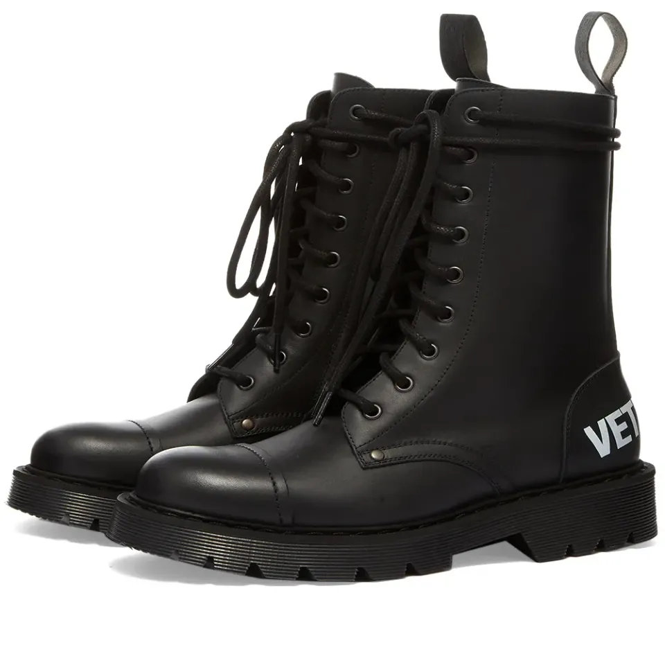 Logo Lace-Up Military Boots