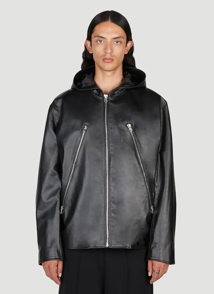 Leather Hooded Jacket