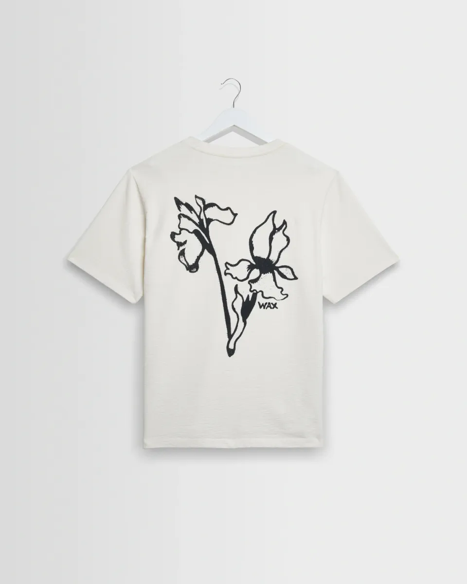 Dean - Off White and Black Painted Flower Print t-Shirt