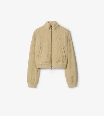 Quilted Gabardine Bomber Jacket in Dune beige - Women, Cotton Gabardine