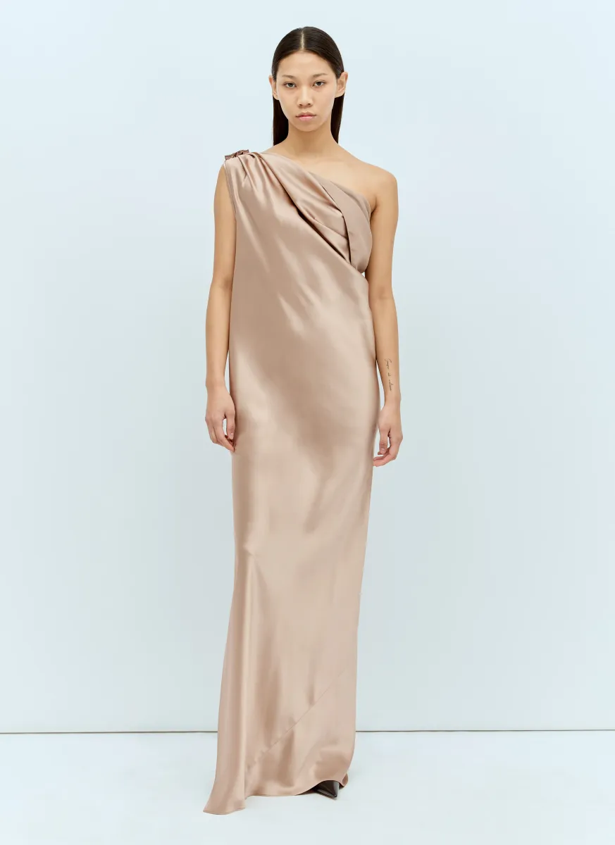 Silk Ruched Maxi Dress