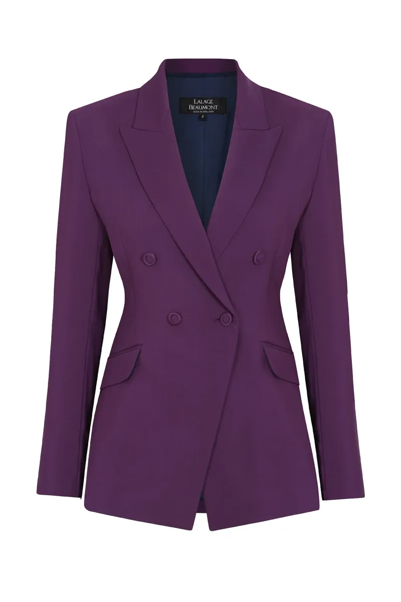 Imogen Jacket in Aubergine Wool Faille