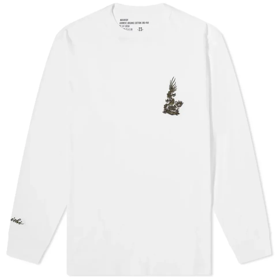 Long Sleeve Embroidered Dragon Tee