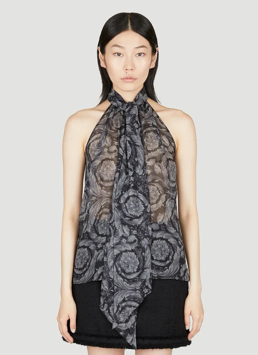 Barocco Silk Scarf-Tie Top