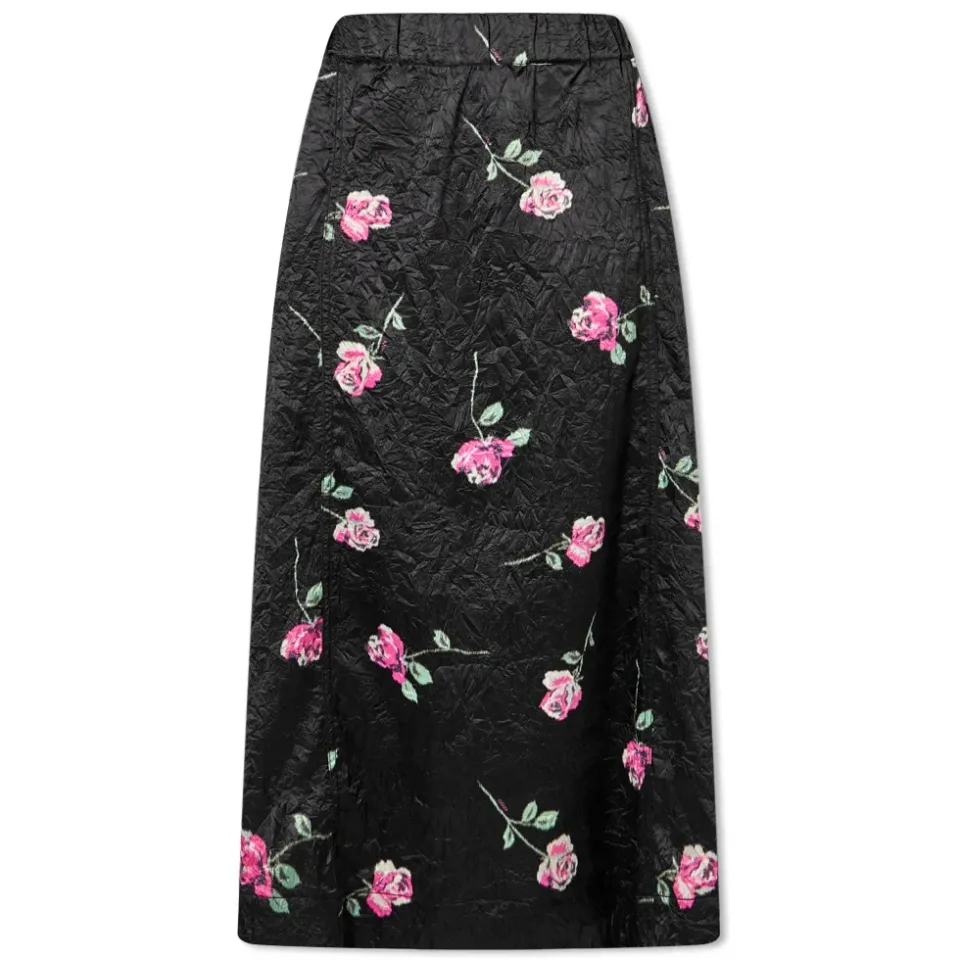 Crinkled Satin Maxi Skirt
