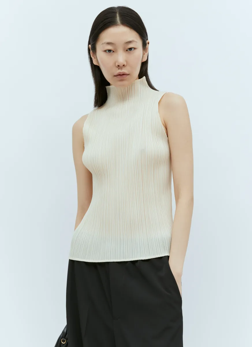 High Neck Pleated Top