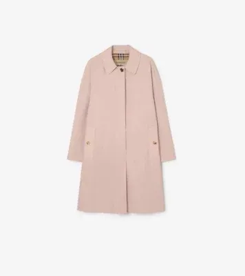 Mid-length Tropical Gabardine Camden Car Coat in Pale sugar pink