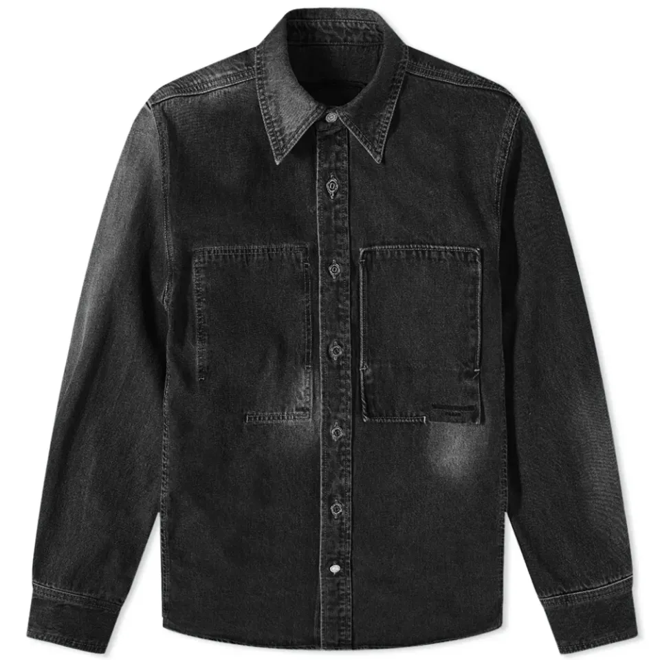 Back Logo Brush Stroke Denim Shirt