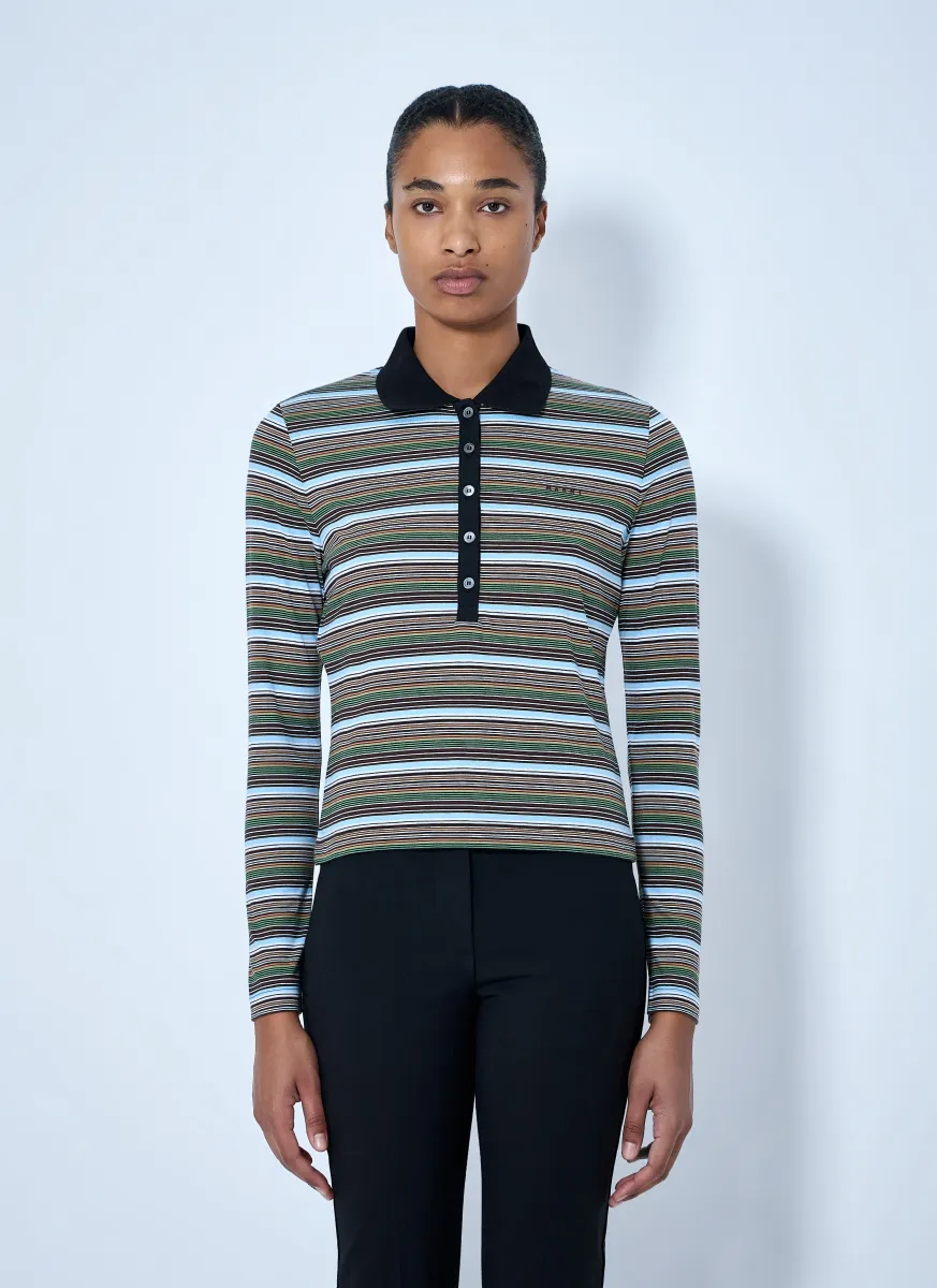 Striped Long Sleeve Polo Shirt