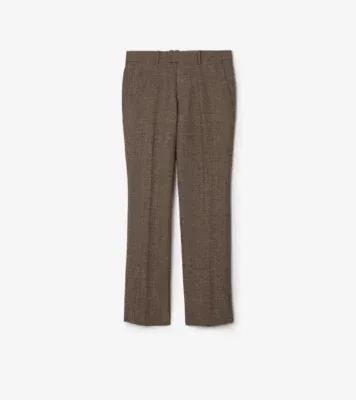 Check Wool Linen Blend Sloane Tailored Trousers in Soap beige/brown - Men, Nylon