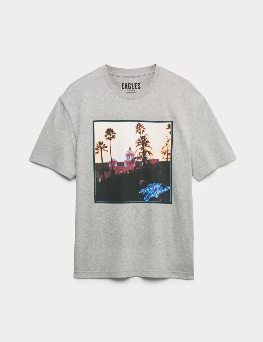 Pure Cotton Eagles T-Shirt Grey Marl