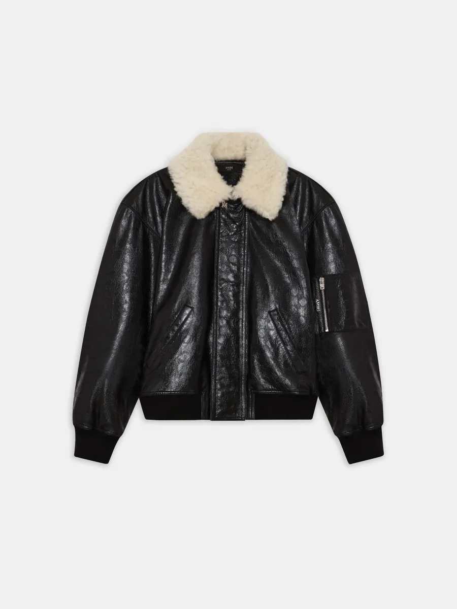 WOMEN - WOMEN'S MA QUAD LEATHER BOMBER JACKET - Black