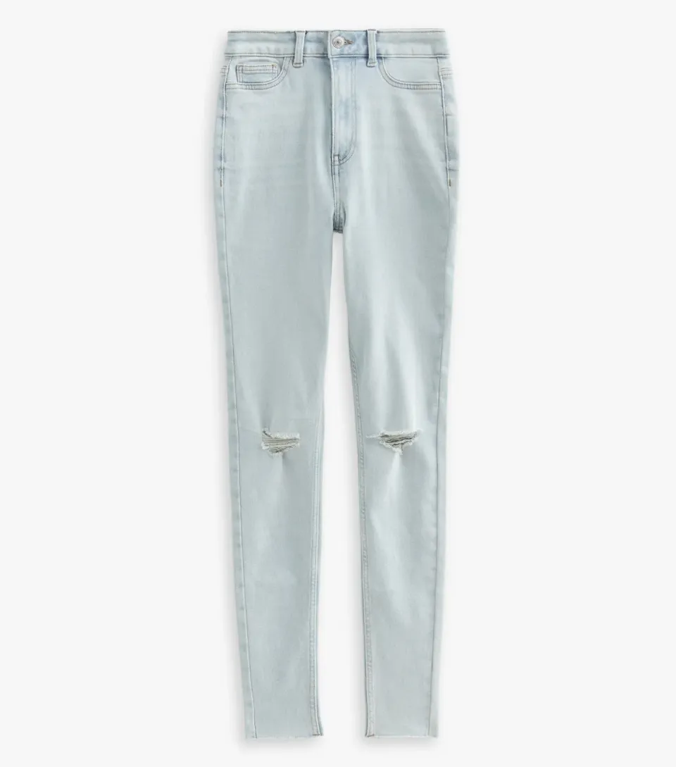 Women's Tall Light Blue Ripped Knee Hallie Stretch Skinny Jeans