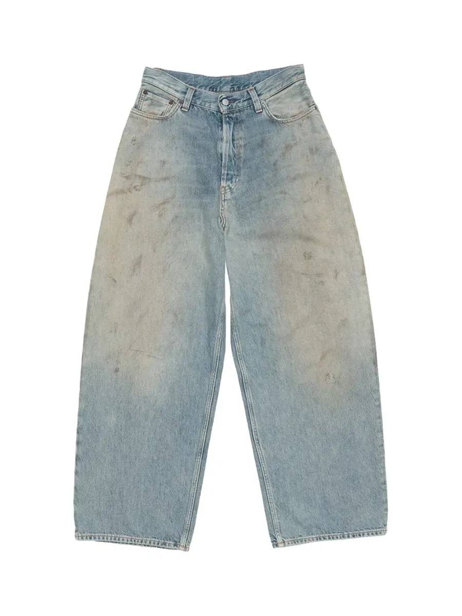 Women 2023 Loose Fit Jeans Mid Blue