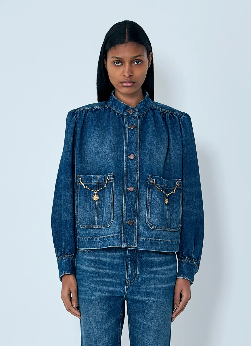 Gathered Denim Jacket