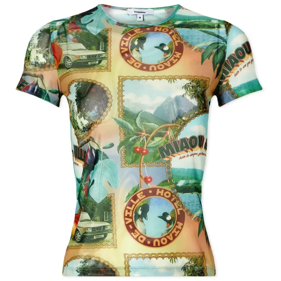Postcard Printed Mini Mesh T-Shirt