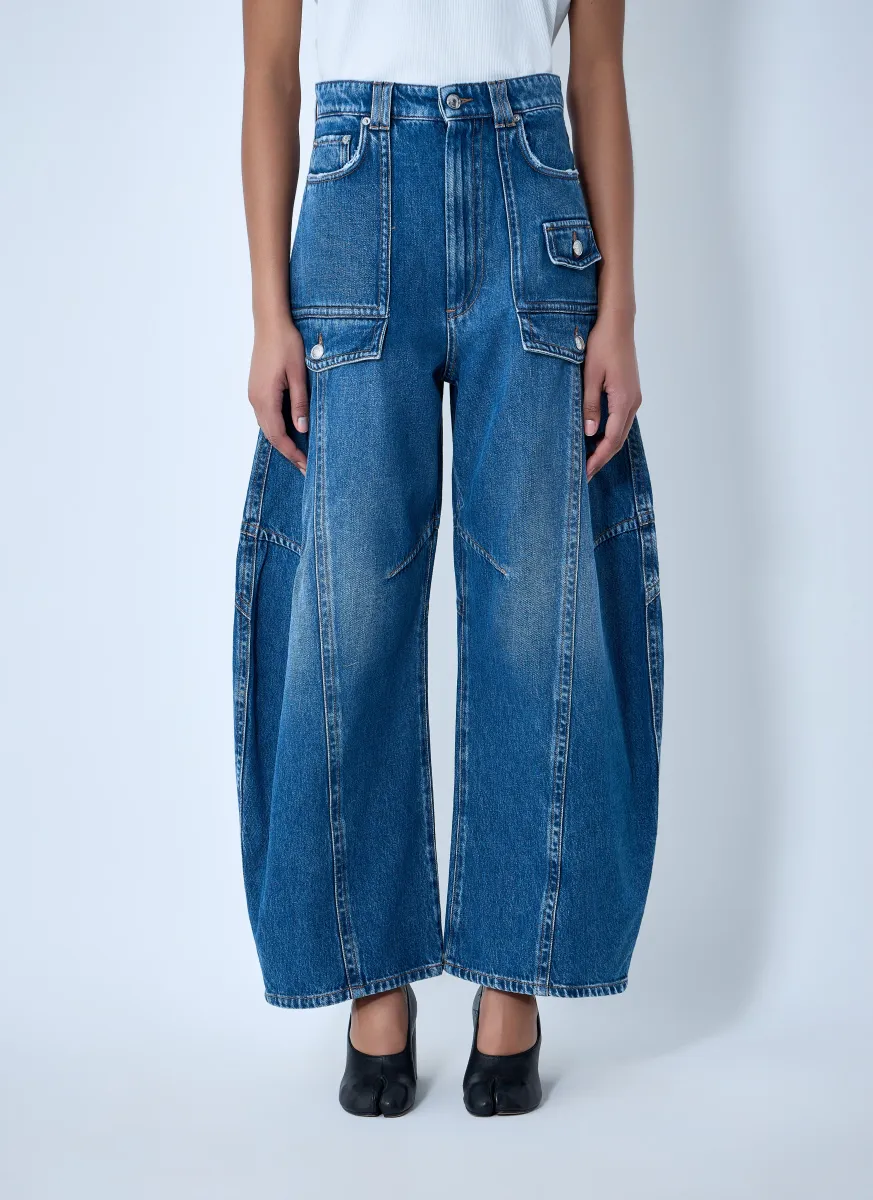 Wide-Leg Denim Trousers