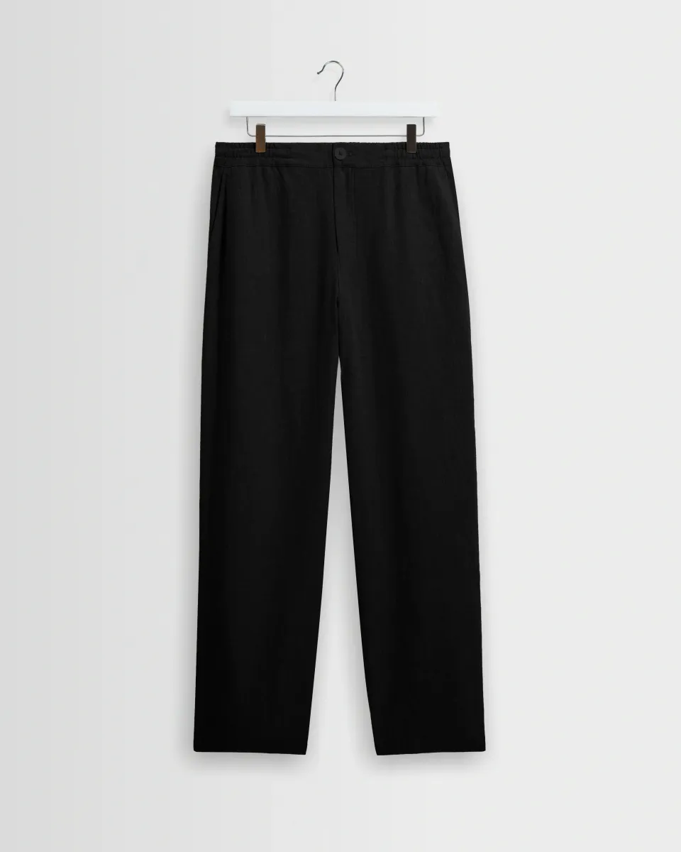 Glencoe - Black Washed Linen Loose Fit Trousers