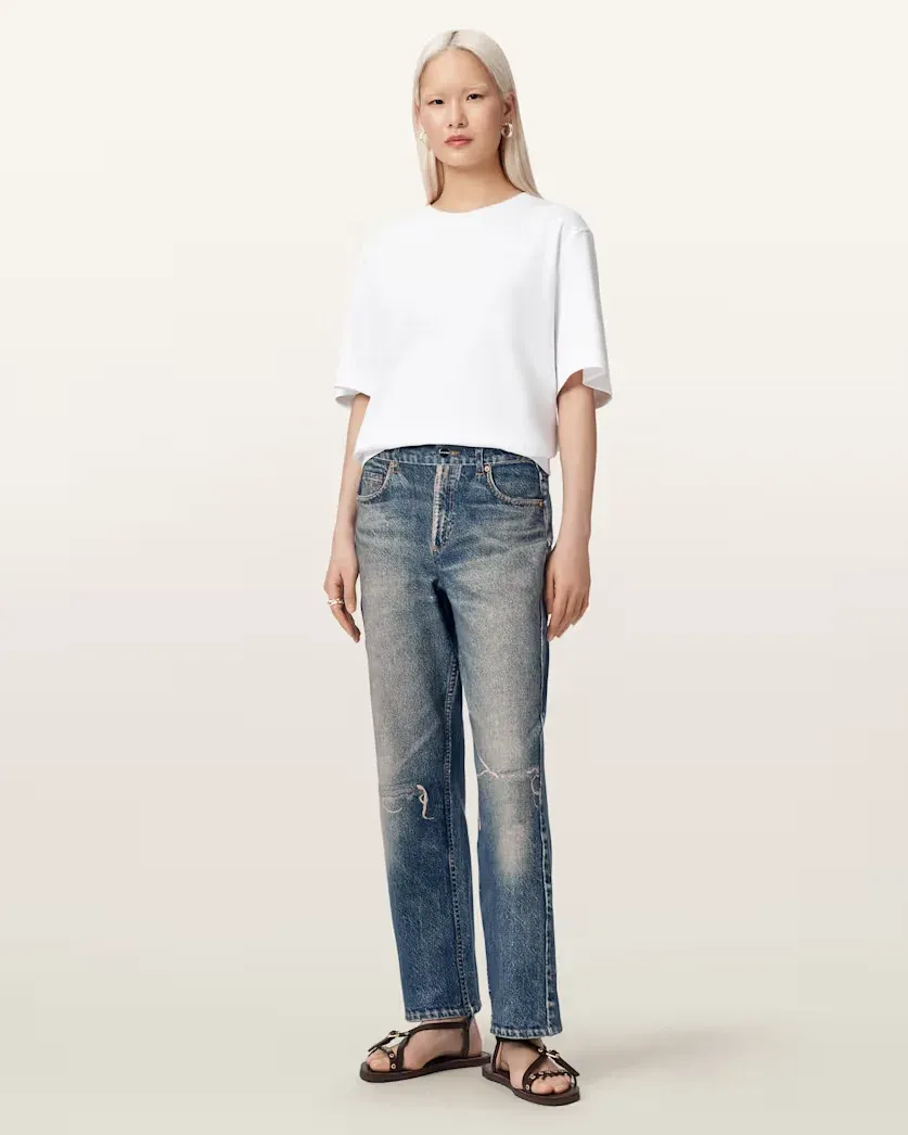 Ida Terry Straight Leg Illusion of Denim Trousers