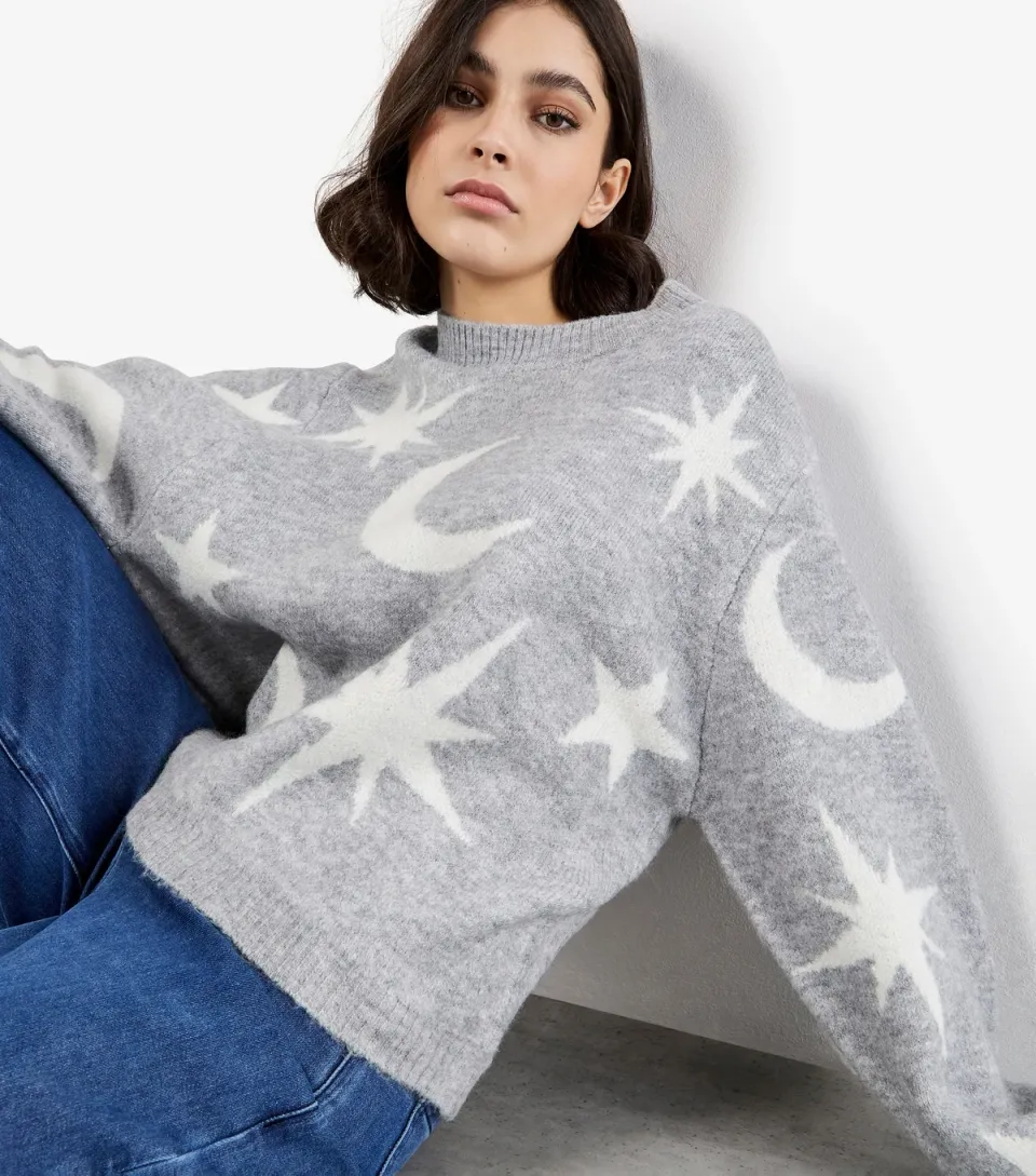 Women's Light Grey Constellation Jumper