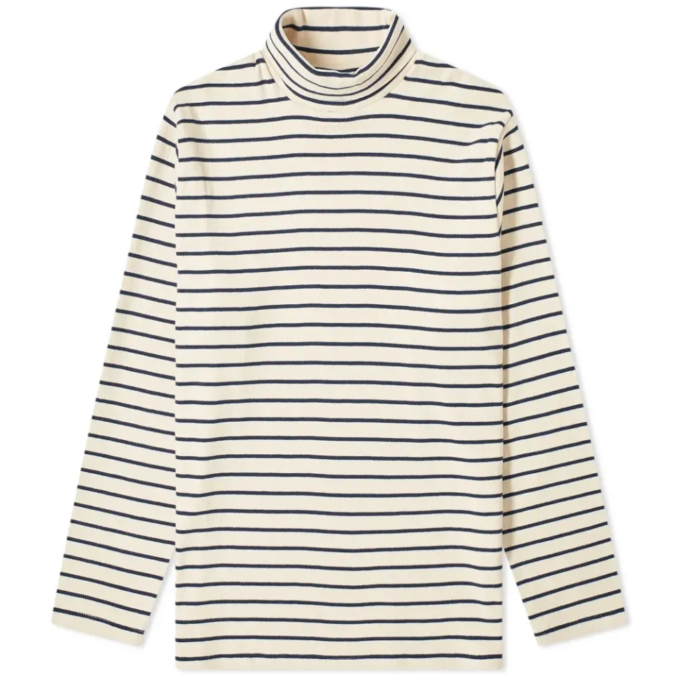Turtle Neck Rib Stripe Tee