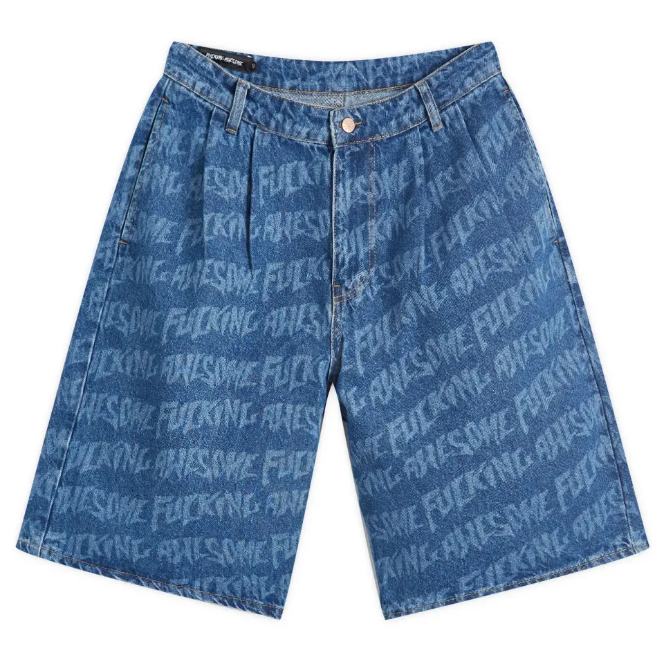 Baggy Pleated Denim Laser Shorts