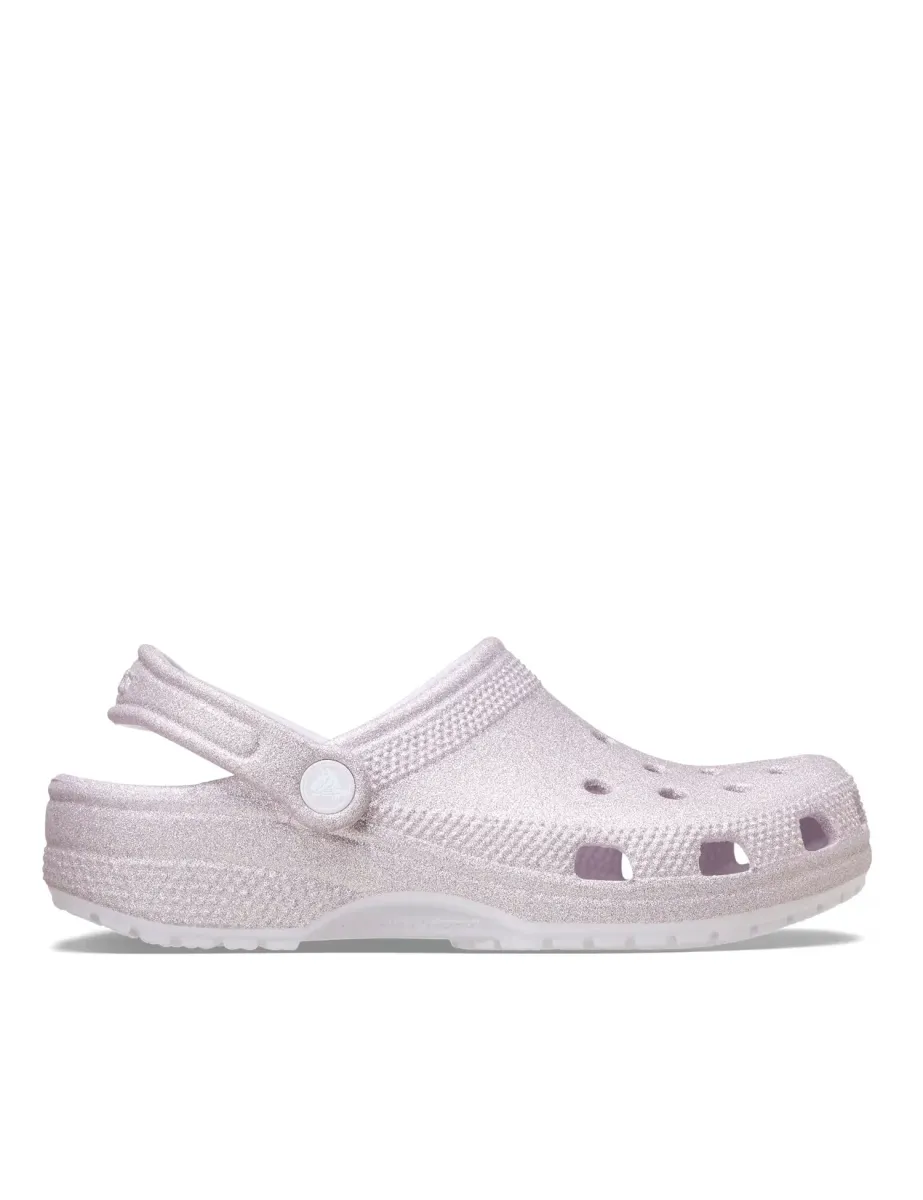 Glitter Flat Clogs Silver