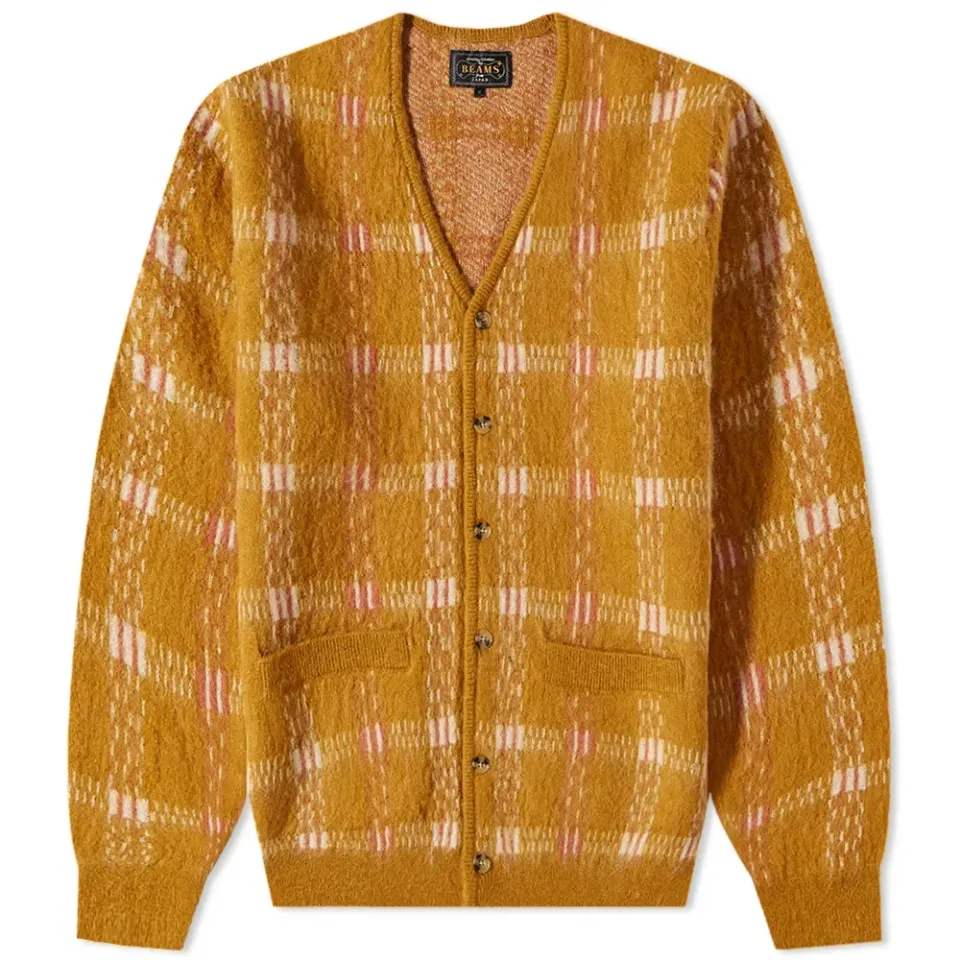 Check Jacquard Mohair Cardigan