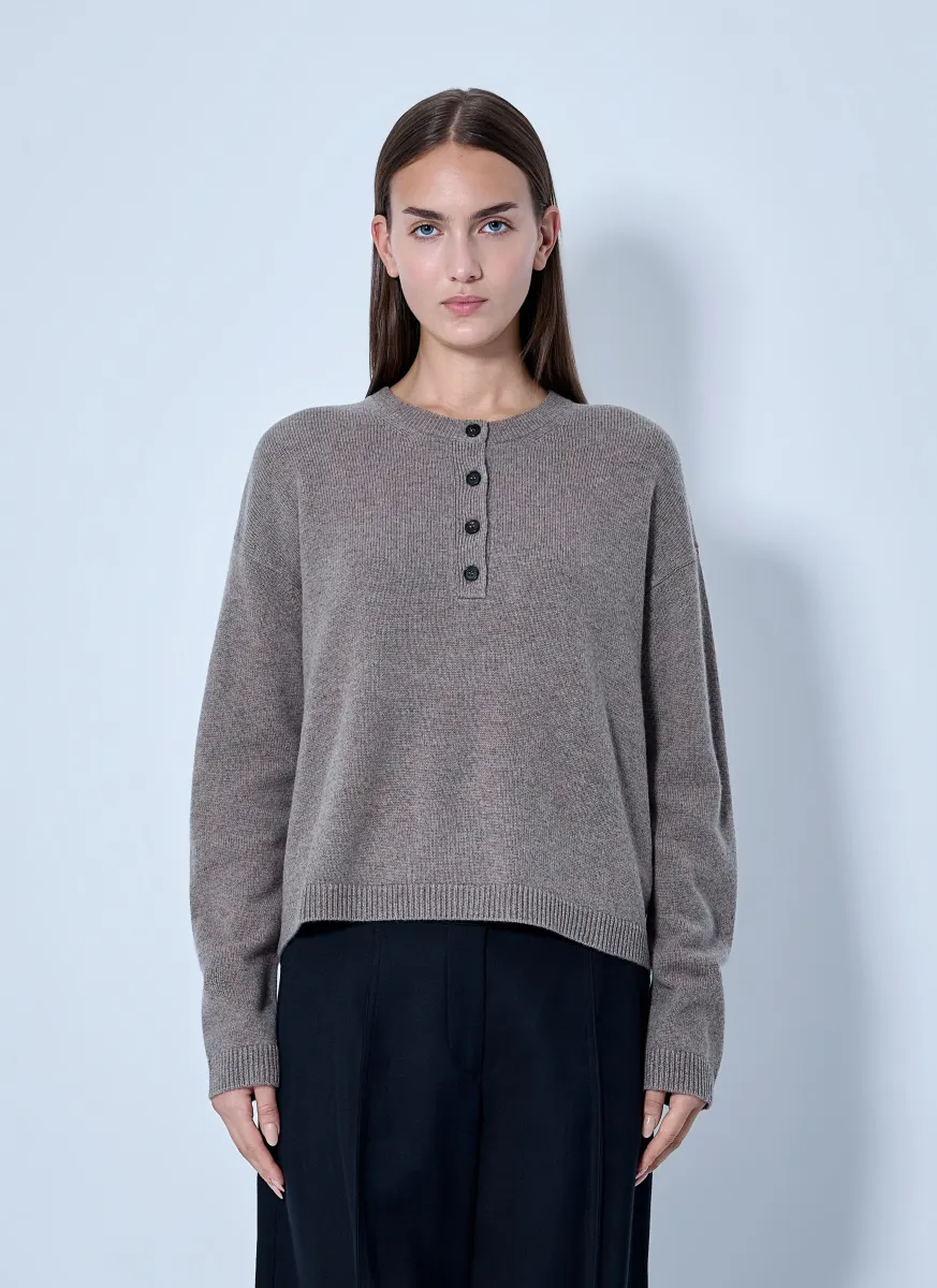 Button Placket Knit Sweater