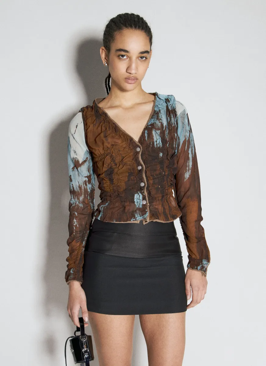 Shrunken Ruched Cardigan