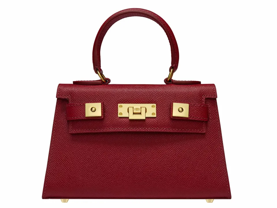 Maya Mignon Dolomite Pebble Print Calf Leather Handbag - Red - 2