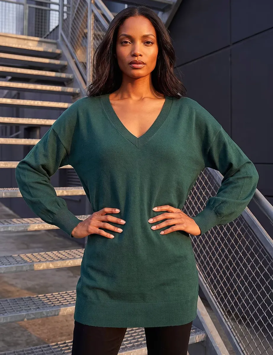 V-Neck Jumper Dark Green