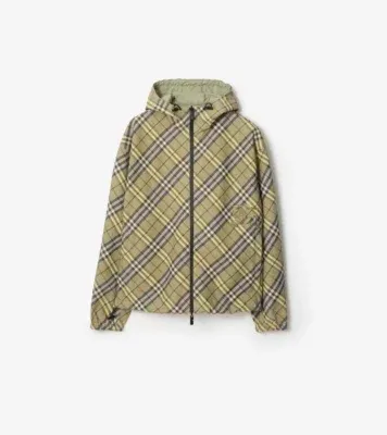 Reversible Check Hooded Jacket in Glade green - Men, Nylon