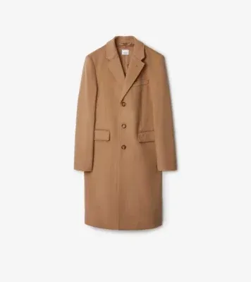 Wool Cashmere Tailored Coat in Camel brown