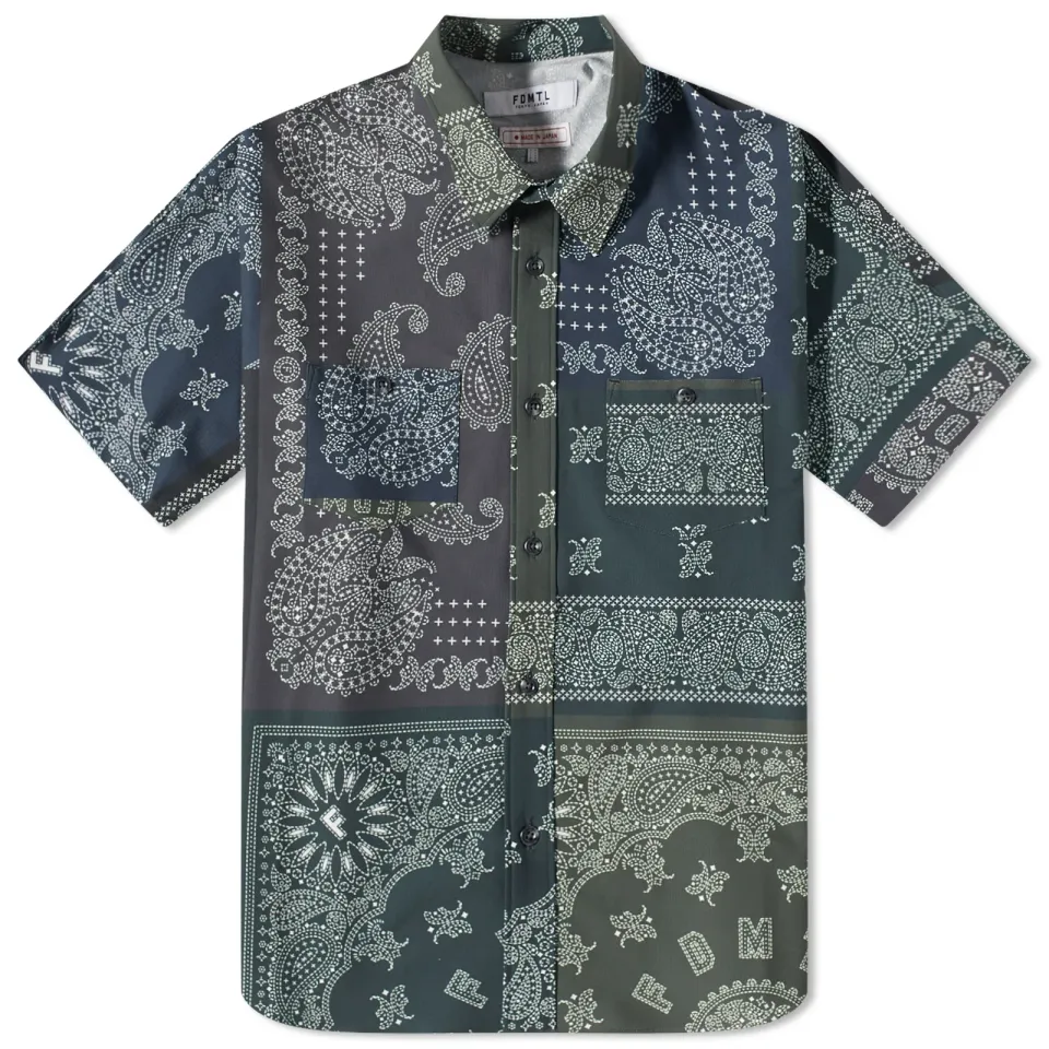 Short Sleeve Bandana Patchwork Shirt