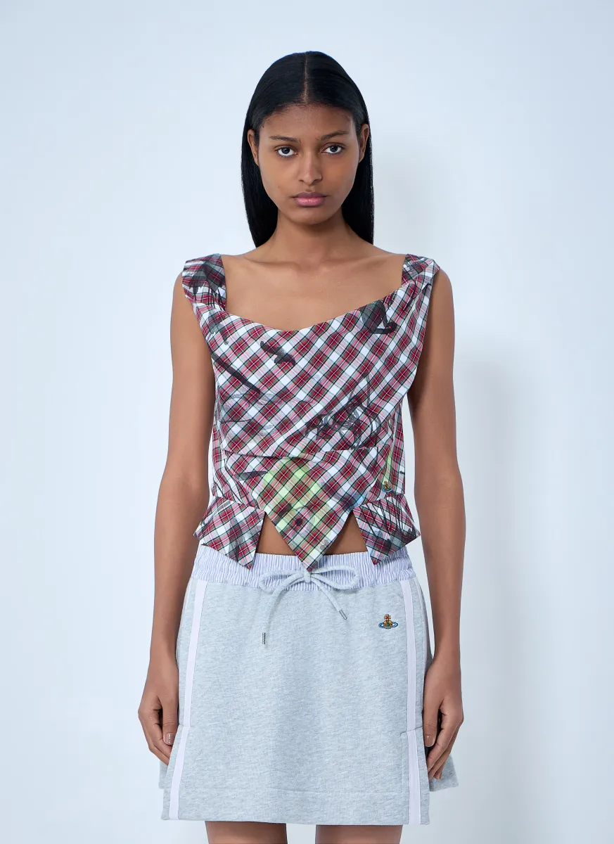 Asymmetric Plaid Top