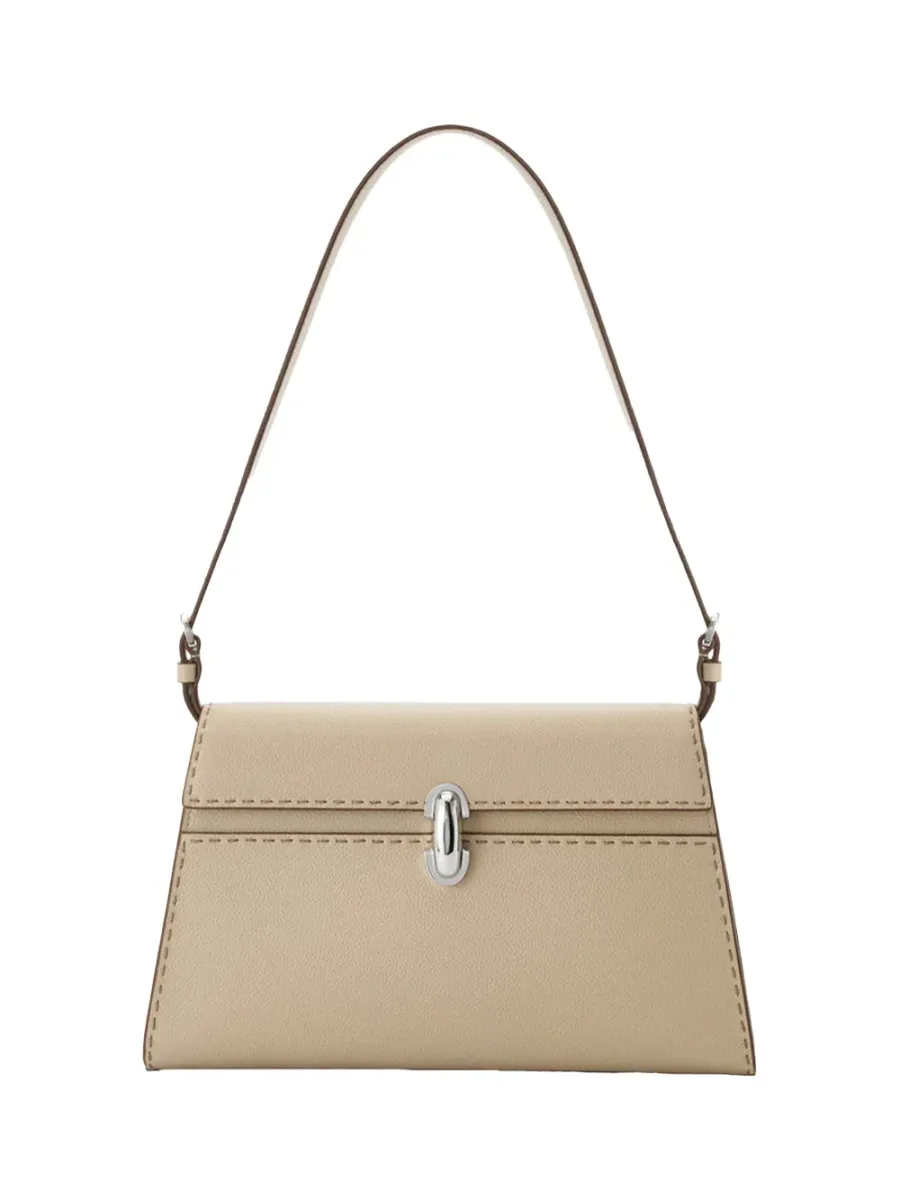 symmetry shoulder bag in grained leather Bone