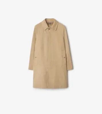 Mid-length Camden Heritage Car Coat in Honey beige - Men, Cotton Gabardine