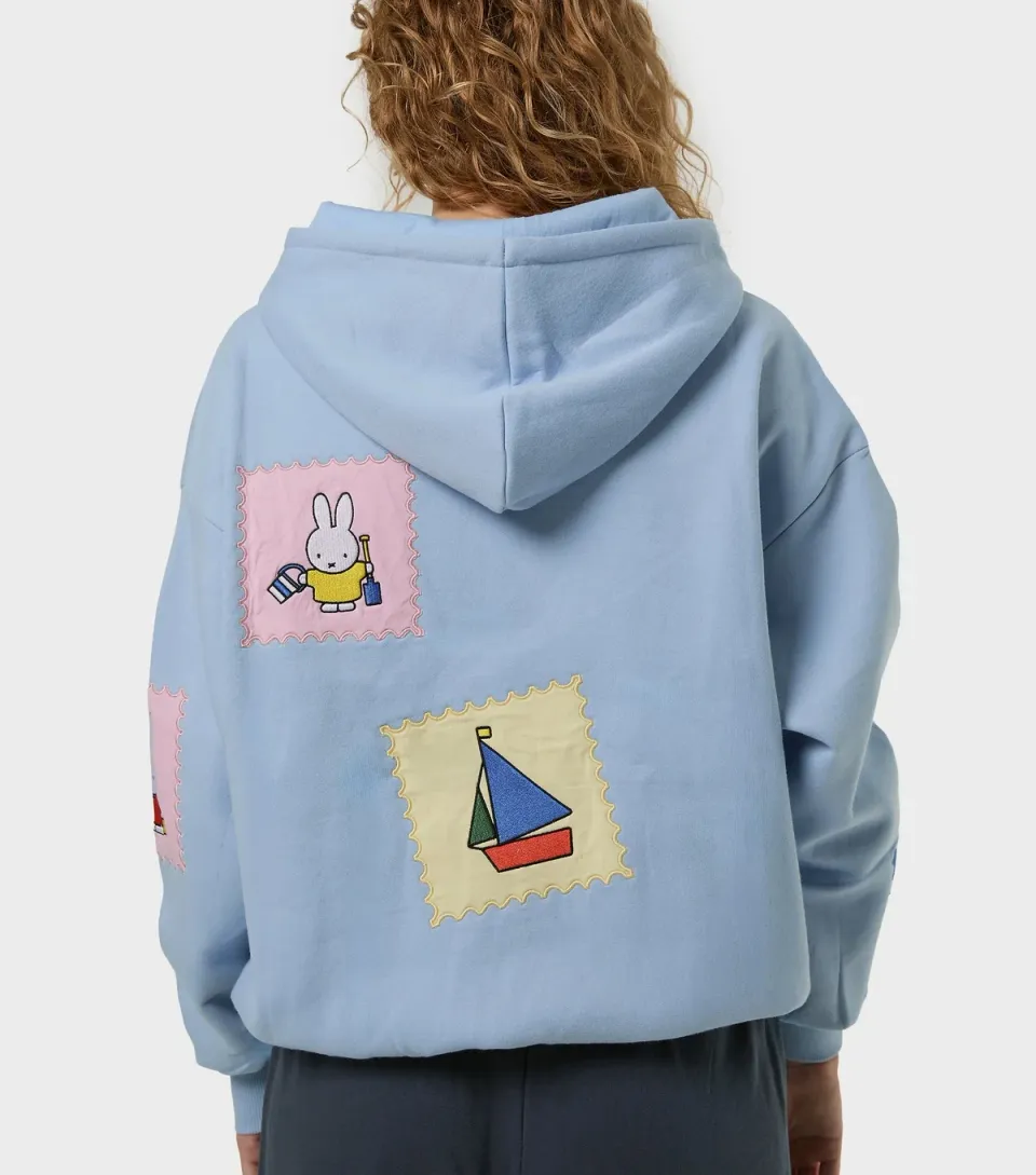 Women's Light Blue Miffy Stamp Relaxed Hoodie