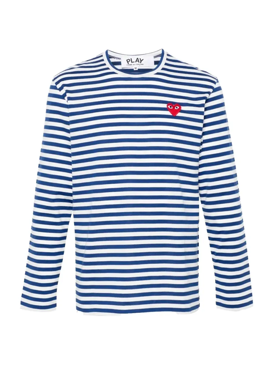 Striped Red Heart T-Shirt Navy