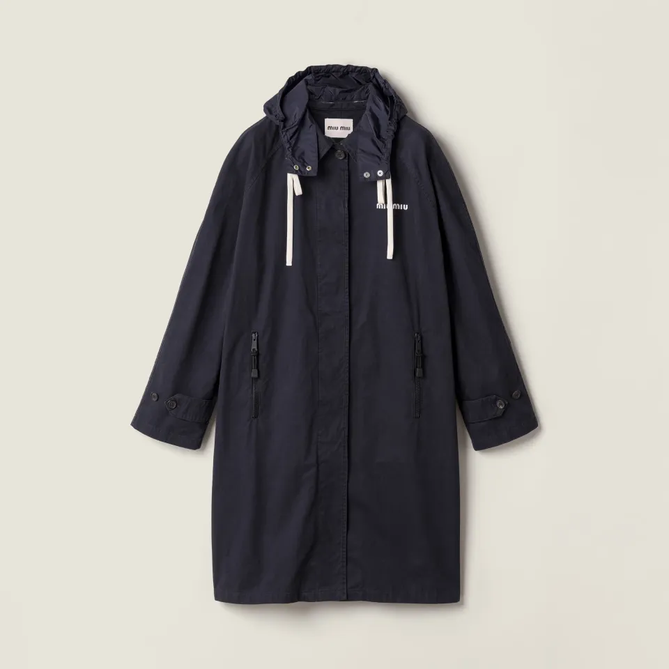 Single-breasted washed gabardine coat