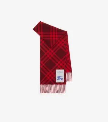 Check Cashmere Scarf in Oxblood red