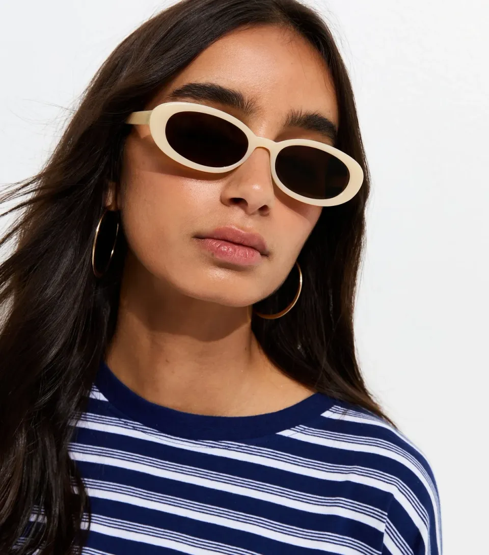 Light Yellow Oval Tinted Sunglasses