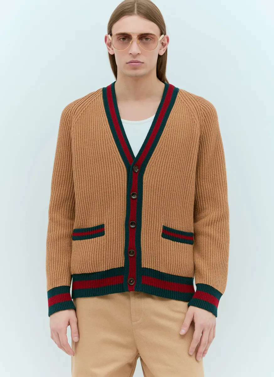 Wool Knit Web Cardigan