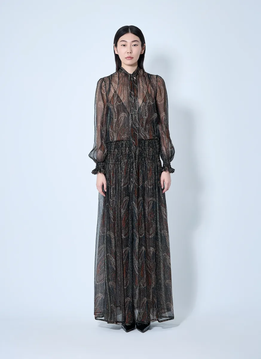 Lavallière Paisley Silk Crepon Maxi Dress