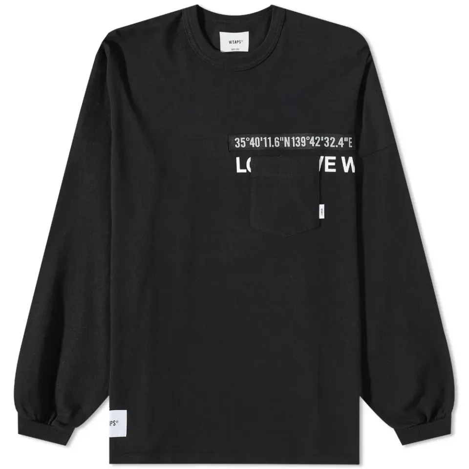 Long Sleeve WTUBE Print Pocket T-Shirt