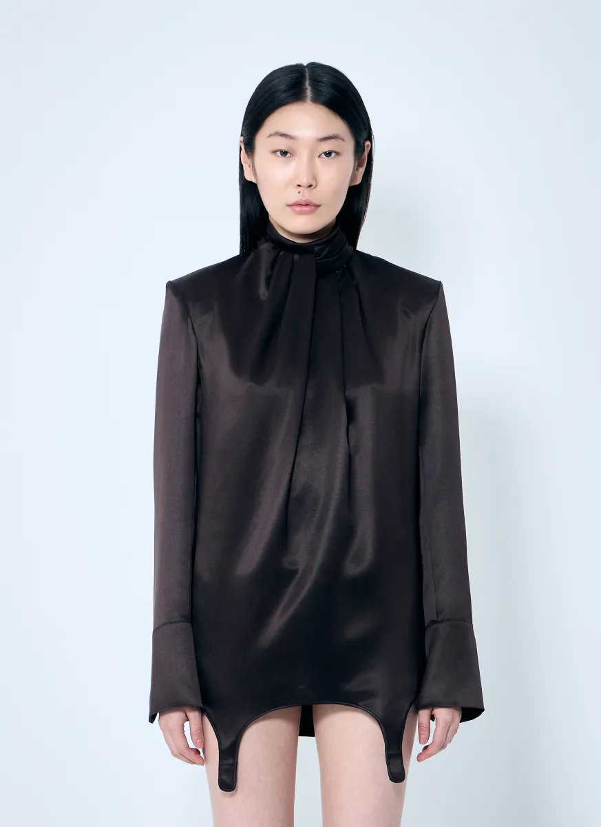 Twist-Neck Garter Blouse