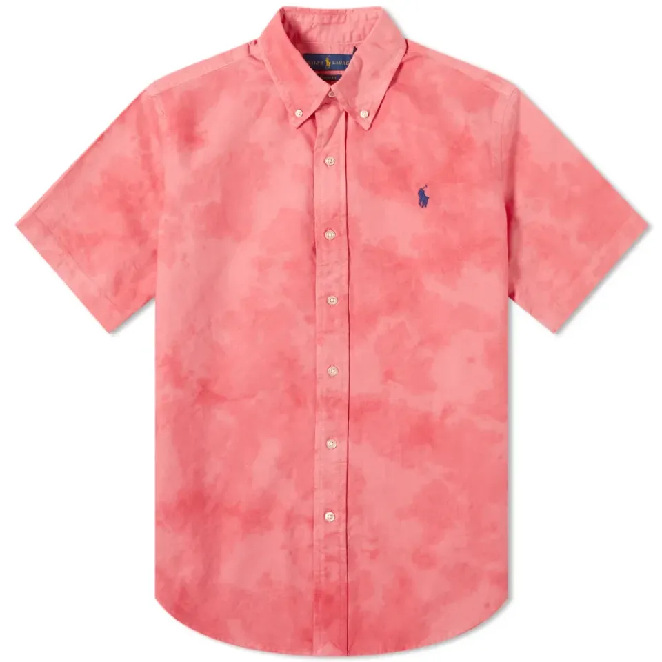 Button Down Short Sleeve Tie Dye Shirt
