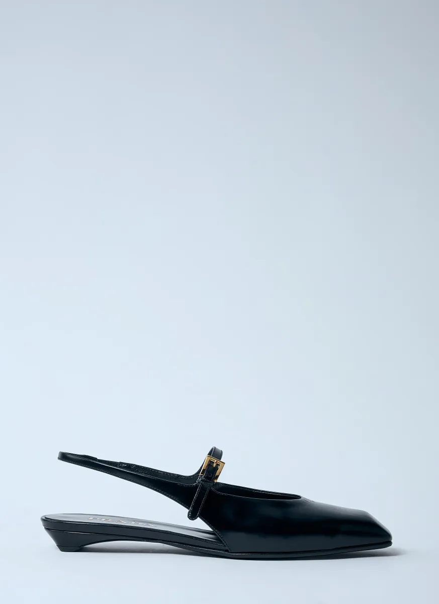 Leather Slingback Ballerina Pumps