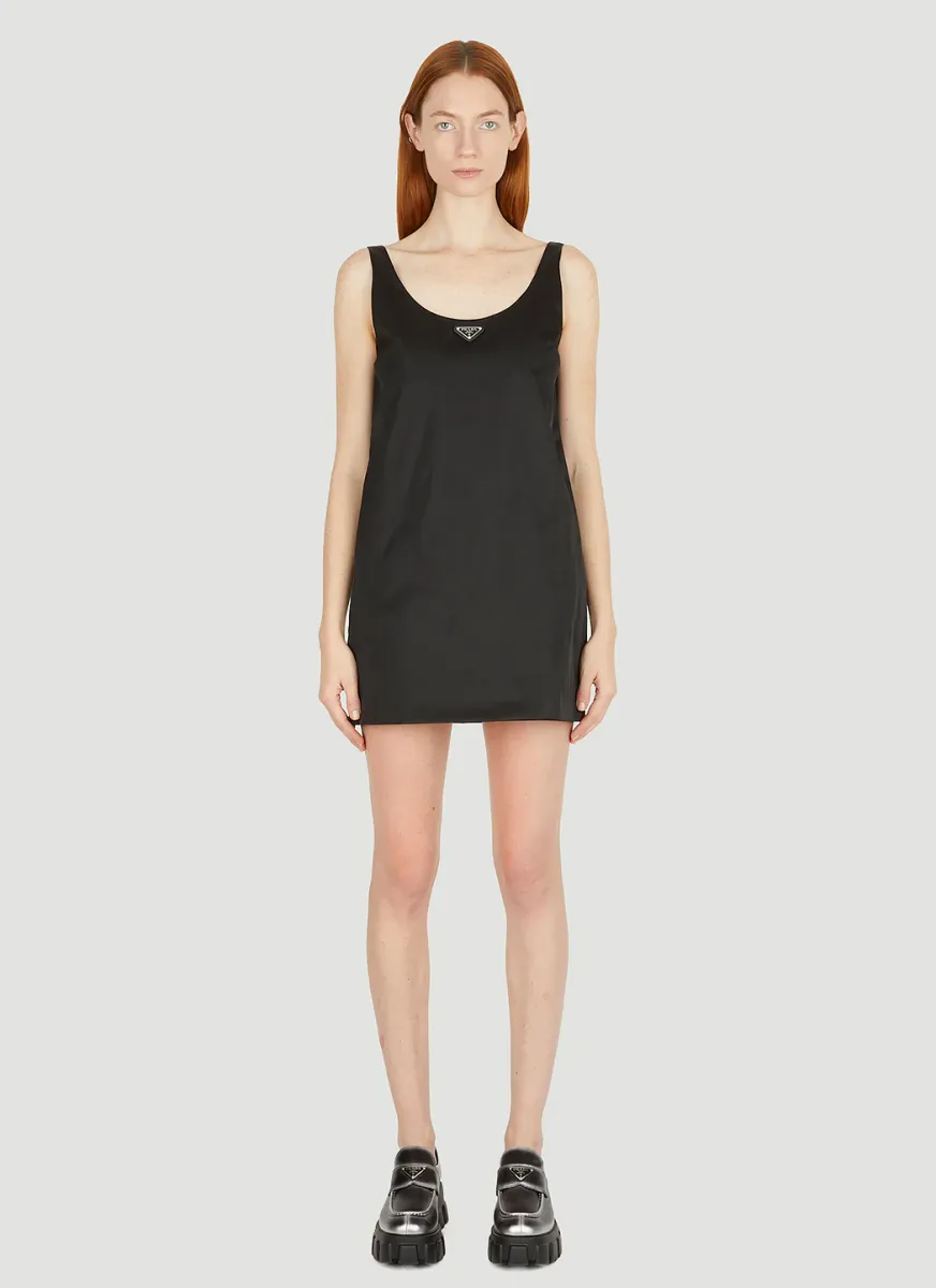 Re-Nylon Logo Plaque Dress